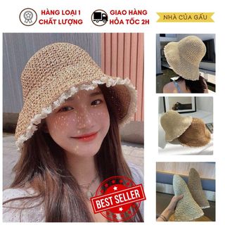 Mũ cói form rũ viền ren xinh cực xinh luôn