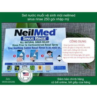 SET NƯỚC MUỐI RỬA MŨI (NƯỚC MUỐI SINH LÝ) NEILMED SINUS RINSE 250 GÓI