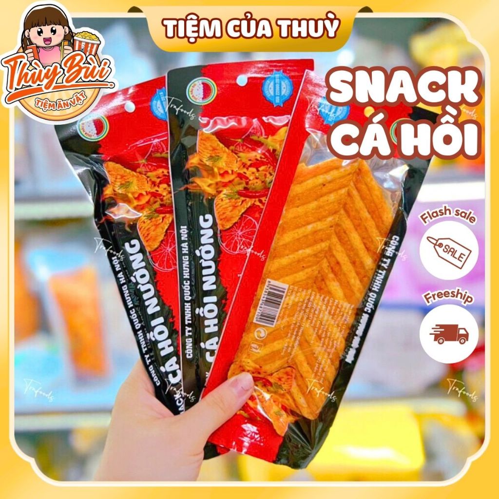 Gói Cá Hồi Nướng Snack Hiệu Dưa Hấu Đỏ, Cay Cay đồ ăn vặt, Tiệm ăn vặt Thuỳ Bùi
