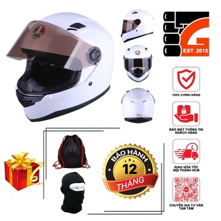 [TẶNGTÚIĐỰNG + KHĂNTRÙM + BH12THÁNG]  Mũ Bảo Hiểm Fullface AGU trắng bóng A138
