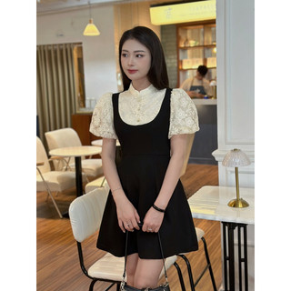 Váy thiết kế nữ Gigi tay ren cổ trụ đầm váy nữ thiết kế tiểu thư tay ren cổ trụ chiết eo tôn dáng thiết kế thanh lịch