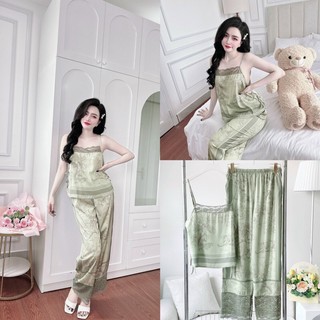 Bộ lụa cao cấp lụa latin pijama lụa cao cấp đồ bộ lụa latin nữ freesize <50kg