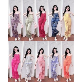 Bộ lụa cao cấp lụa latin pijama lụa cao cấp đồ bộ lụa latin nữ freesize <50kg