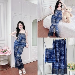 Bộ lụa cao cấp lụa latin pijama lụa cao cấp đồ bộ lụa latin nữ freesize <50kg