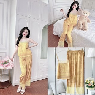 Bộ lụa cao cấp lụa latin pijama lụa cao cấp đồ bộ lụa latin nữ freesize <50kg