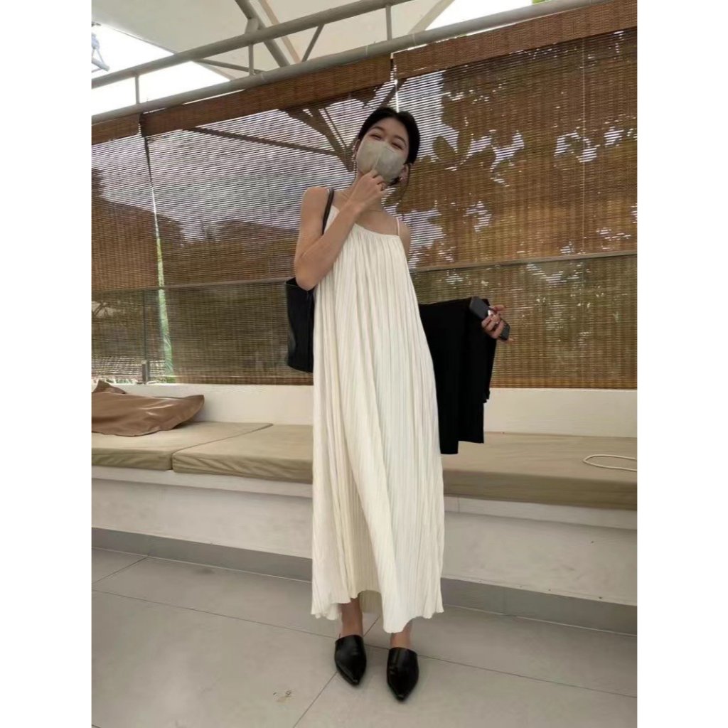 Váy đầm maxi 2 dây dáng dài form rộng dành cho nữ phối xếp ly hàng QCCC phong cách Hàn Quốc HMH SP102 | BigBuy360 - bigbuy360.vn