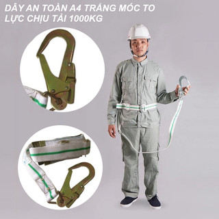 Dây an toàn a4 trắng móc to , dây đai bảo hộ lao động trên cao