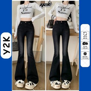 (LOE NẤM LÙN) Quần Jean Ống Loe 9 Tấc Cho Nữ Nấm Lùn 90cm Lưng Cao Bò 1m40 1m45 1m48 1m50 Y2K