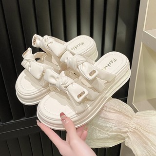 Sandal nữ đế cao dày 5 phân quai thắt nơ siêu xinh mẫu mới