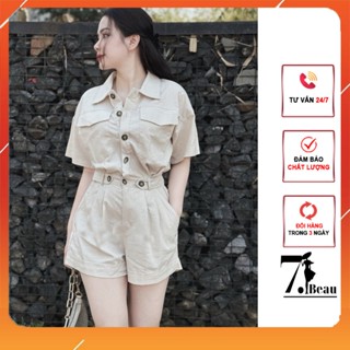 Bộ jump nữ tay ngắn, bộ kaki nữ, thiết kế quần liền, phong cách trẻ trung nữ tính vải mềm mát 7.Beautiful S36