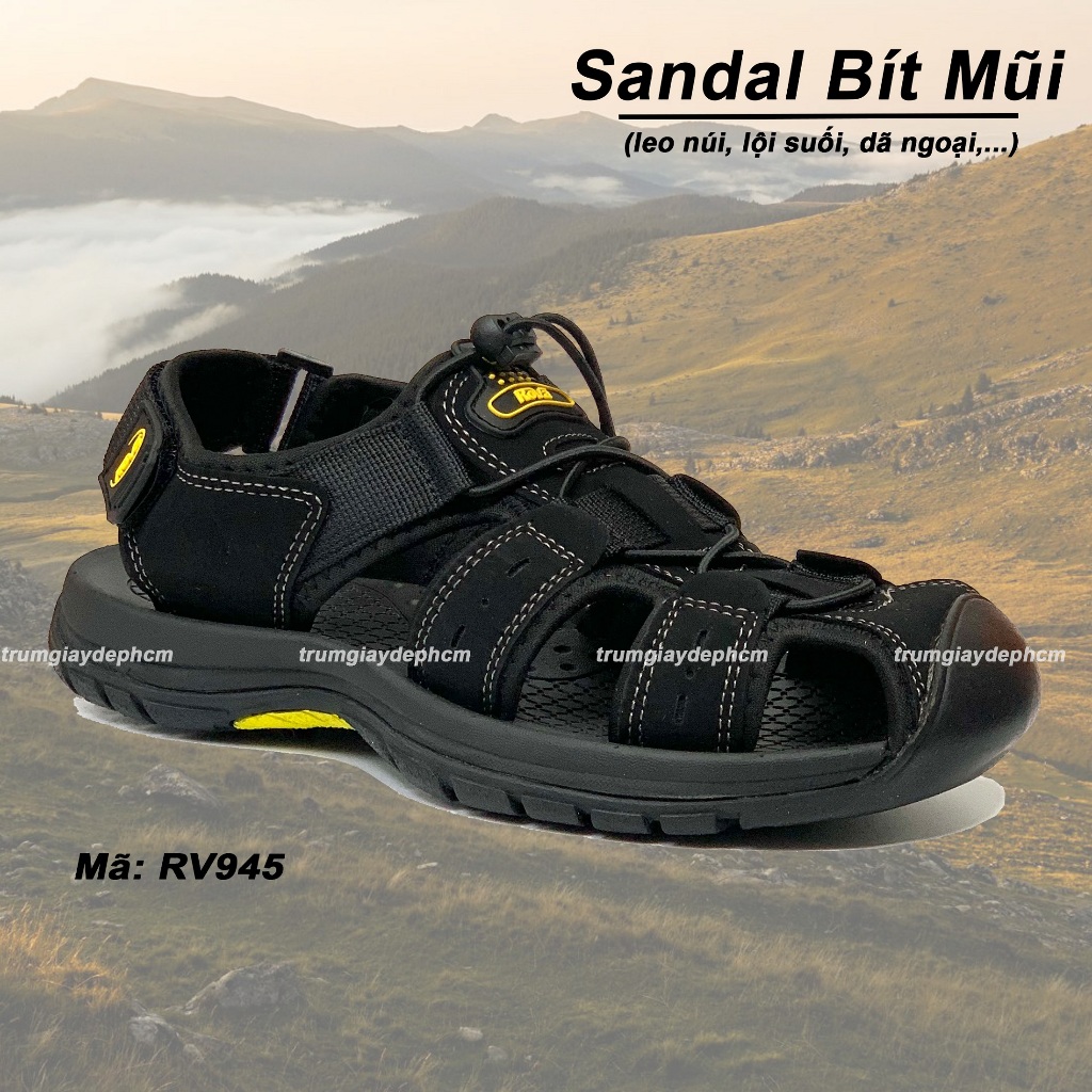 Sandal Bít Mũi Hiệu Rova Chính Hãng Cho Nam - RV945 Đen