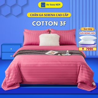 Bộ Chăn Ga Gối 5 Món Lụa Cotton 3F SERENA Combo Set Bộ Chăn Drap Ra Ga Gối Nệm Đệm Trải Giường Cotton Lụa 5 Món