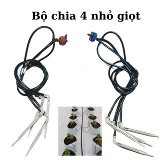 Bộ tưới nhỏ giọt kèm bù áp 4 que cắm kết nối ống LDPE