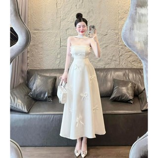 Đầm maxi cup ngực đính nơ chất  tafta thanh lịch sang chảnh phù hợp đi chơi đi tiệc D282