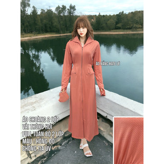 XẢ KHO Áo choàng 2 LỚP vải cotton THÔNG HƠI (2 lớp thân+2 lớp tay+ 2 lớp váy +2 lớp mũ) full bộ váy 2 lớp chống nắng uv