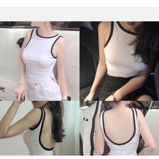 - Áo ba lỗ hở lưng phối viền, Áo 2 dây, Áo hở lưng Nira, form ôm tôn dáng, gọn đẹp