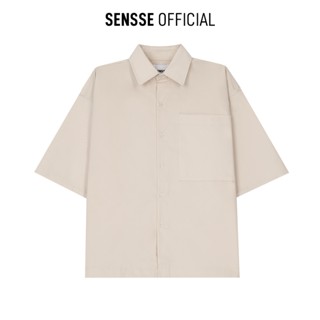 Áo Sơ Mi Tay Lỡ Dáng Rộng Vải Cotton Kaki Oversize Màu Be Form Oversize, Unisex, Basic Sensse
