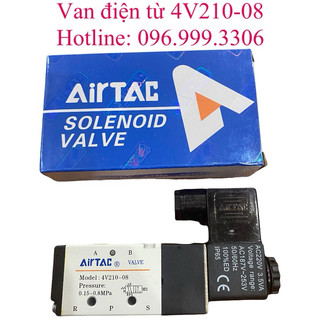 Van điện từ 4V210-08 khí nén ( van 5/2, 5 cửa 2 vị trí, ren 13mm ) điện áp 220V 24V giá sỉ