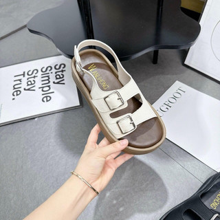 Sandal nữ 2 quai cài khuy da sần cao cấp