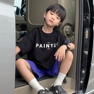 Áo phông bé trai cộc tay size đại Magickids áo phông cho bé basic in chữ PAINTER chất cotton thoáng mát AO24006