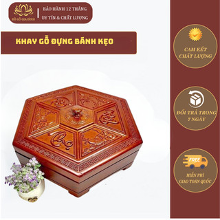 (HÀNG CAO CẤP) Khay đựng bánh kẹo, khay mứt bằng gỗ hương đường kính 31cm
