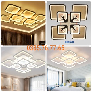 Đèn ốp trần, đèn trần trang trí phòng khách 3 chế độ màu - 8 cánh - Mã OT 101 Tặng kèm điều khiển