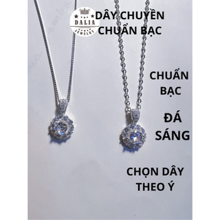 Dây chuyền bạc nữ đá hoa tiểu thư M2 DaLiA Jewelry vòng cổ mặt tròn đính đá có bán lẻ mặt