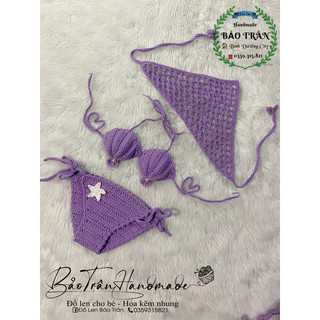 (Sẵn) Bikini len sò tím cho bé gái