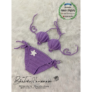 (Sẵn) Bikini len sò tím cho bé gái