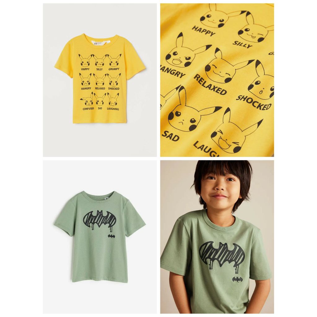 Áo phông vàng Pikachu Batman HM H&M_hàng chính hãng authentic