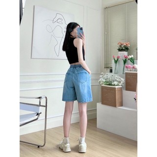 Big Size - Quần Jean lửng Lưng thun ống rộng, quần lửng ngố jeans nữ, quần lửng jean nữ lưng cạp chun