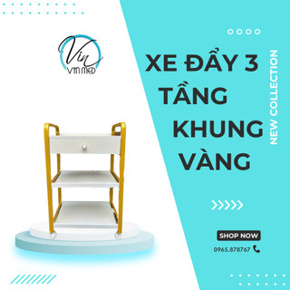 Xe đẩy ngăn kéo cao cấp 3 tầng phủ nhũ tĩnh điện cho spa