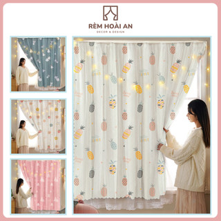 Rèm cửa sổ rèm cửa dán tường 2 lớp decor phòng ngủ nhiều màu - RÈM HOÀI AN