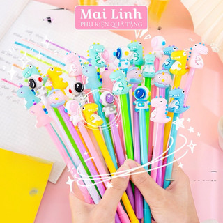 Bộ 10 Bút Bi Màu Nước Đen Siêu Dễ Thương Cho Bé, Bút Bi Mực Nước Nét Bút 0.5mm Có Nhiều Màu Và Hình Cho Bé