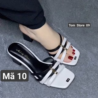 Dép cao gót quai đan dây mảnh phối màu cao 3 và 5 phân