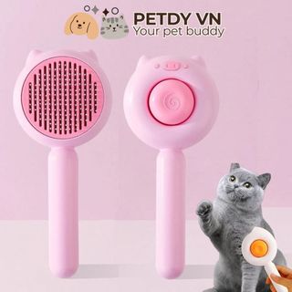 Lược chải lông thú cưng chó mèo có nút bấm tách lông tự động