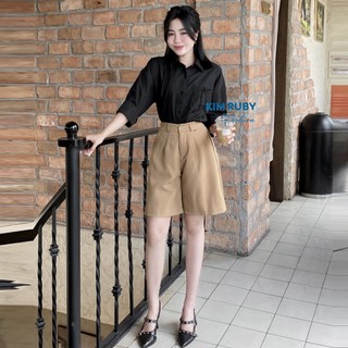 Quần short ngố nữ cạp cao ống rộng Kim Ruby Fashion chất tuyết mưa mềm mịn trẻ trung năng động