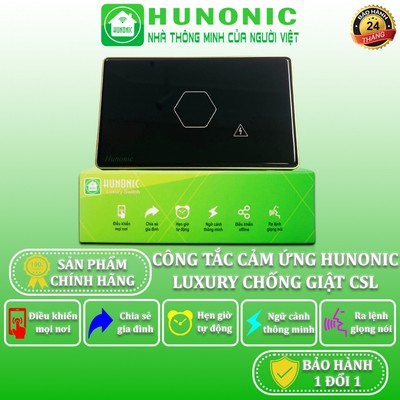 Công Tắc Chống Giật Bình Nóng Lạnh Hunonic Luxury, Công Tắc Điều Khiển Từ Xa Qua Điện Thoại -HNLUXU1