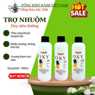 Oxy trợ nhuộm siêu dưỡng CHIKO, hương dứa thơm, chống xót chống rát da đầu 100ml, chai nhỏ tự nhuộm tại nhà