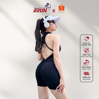 Bộ Tập Jumpsuit VCA Khóa Cổ- Bộ Thể Thao Áo Liền Quần Sẵn Mút Dày Dặn - Tập Gym, Đạp Xe - BRUN