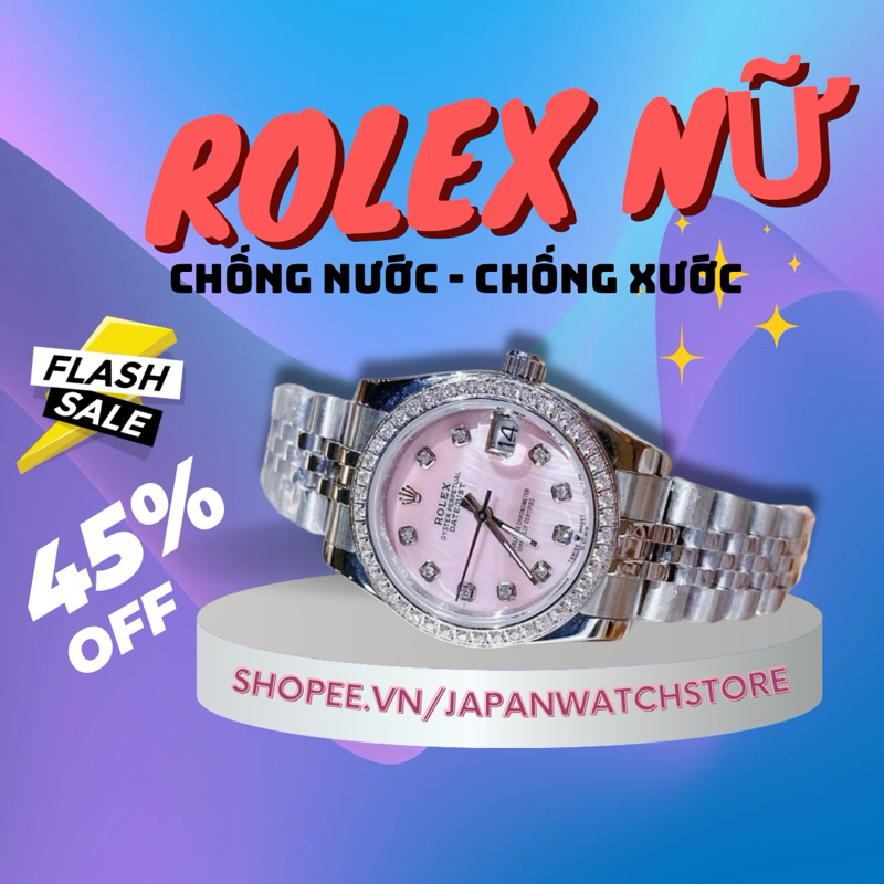 Đồng Hồ Rolex Nữ Japan Watch Dây Thép Chống Nước Tốt Bảo Hành 12 Tháng Size 30mm