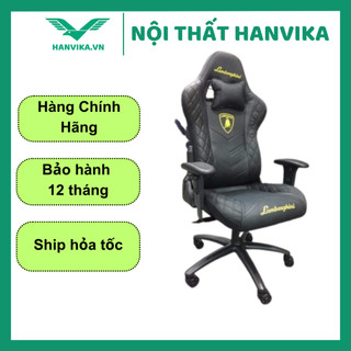 [CHÍNH HÃNG] Ghế Gaming Lamborghini xoay, ngả lưng 180 độ, chỉnh cao thấp, ghế gaming stream văn phòng HVK02 - Màu Đen