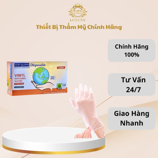 Găng tay cao su trong suốt vinyl không bột | hộp 50 đôi găng tay