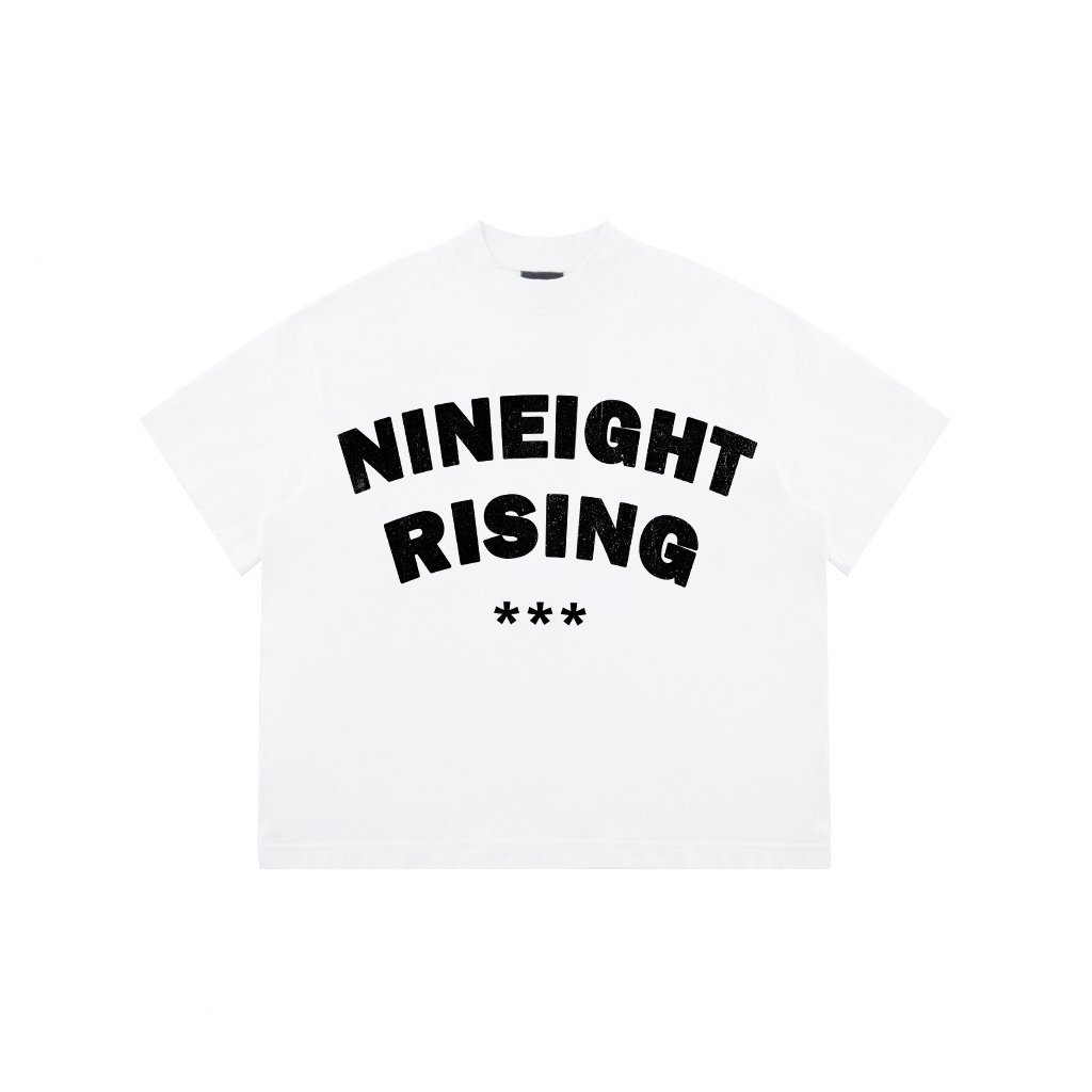 Áo thun Boxy Nineight Rising 98stu vintage 100% cotton 250gsm bo cổ dày dặn