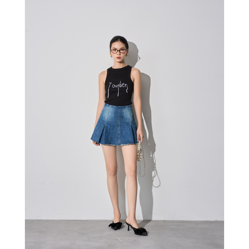 Chân Váy Jeans Nữ Form Xếp Ly Siêu Xinh Chuẩn Dáng- Monstier Musier Jeans Skirt 🎠🥐🧺⛲️