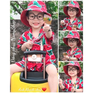 [SP24] 🍉Đồ bộ trái cây đi biển, Mẫu dưa hấu đỏ tươi🍉 Đủ size 8-120kg, vải kate Thái mềm