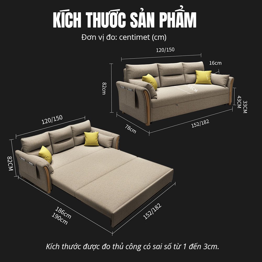 [TẶNG GỐI ] Sofa giường thông minh gấp gọn, khung thép, Sofa Bed nệm cao su bảo hành 72 tháng | BigBuy360 - bigbuy360.vn