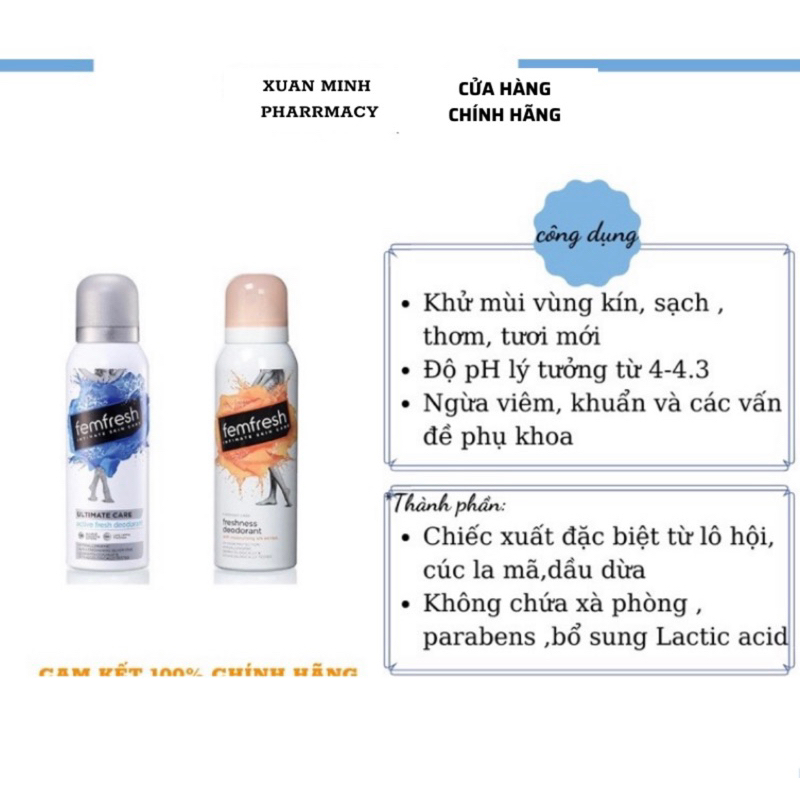 Xịt Thơm Mát Vùng Kín Cao Cấp Femfresh 125ml