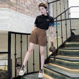 Quần short nữ cạp cao ống rộng Kim Ruby Fashion chất tuyết mưa mềm mịn trẻ trung