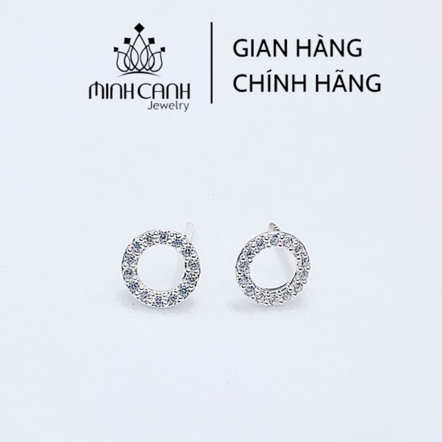 Bông Tai Bạc Viền Tròn Đính Đá - Minh Canh Jewelry